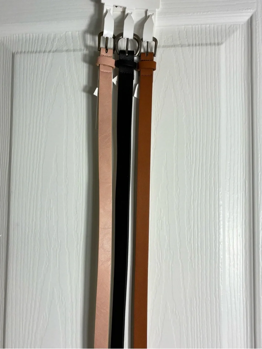Time and Tru Womens XL Belts Trio Faux Leather in Pink, Black, Brown .75-1” wide